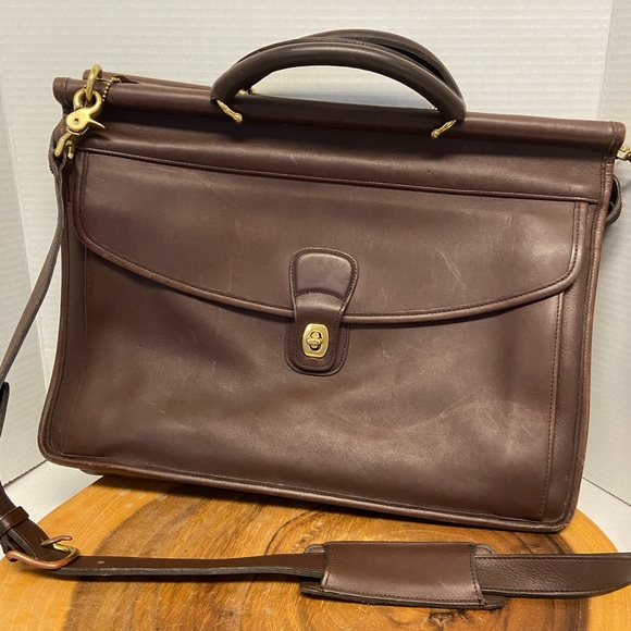 COACH Unisex All Leather Briefcase Lap Top Bag w/ Shoulder strap - Picture 1 of 16